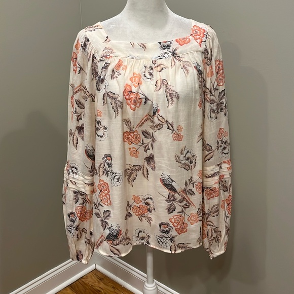 LC Lauren Conrad Floral Lightweight Square Neck Blouse - Picture 1 of 8